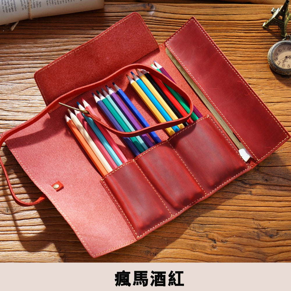 Wholesale Bidding Cowhide Retro Pen Bag