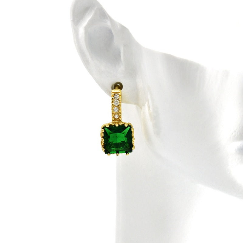 Wholesale Temperament Inlaid Cubic Zirconia Simple and Sweet Full Diamond Copper Earrings