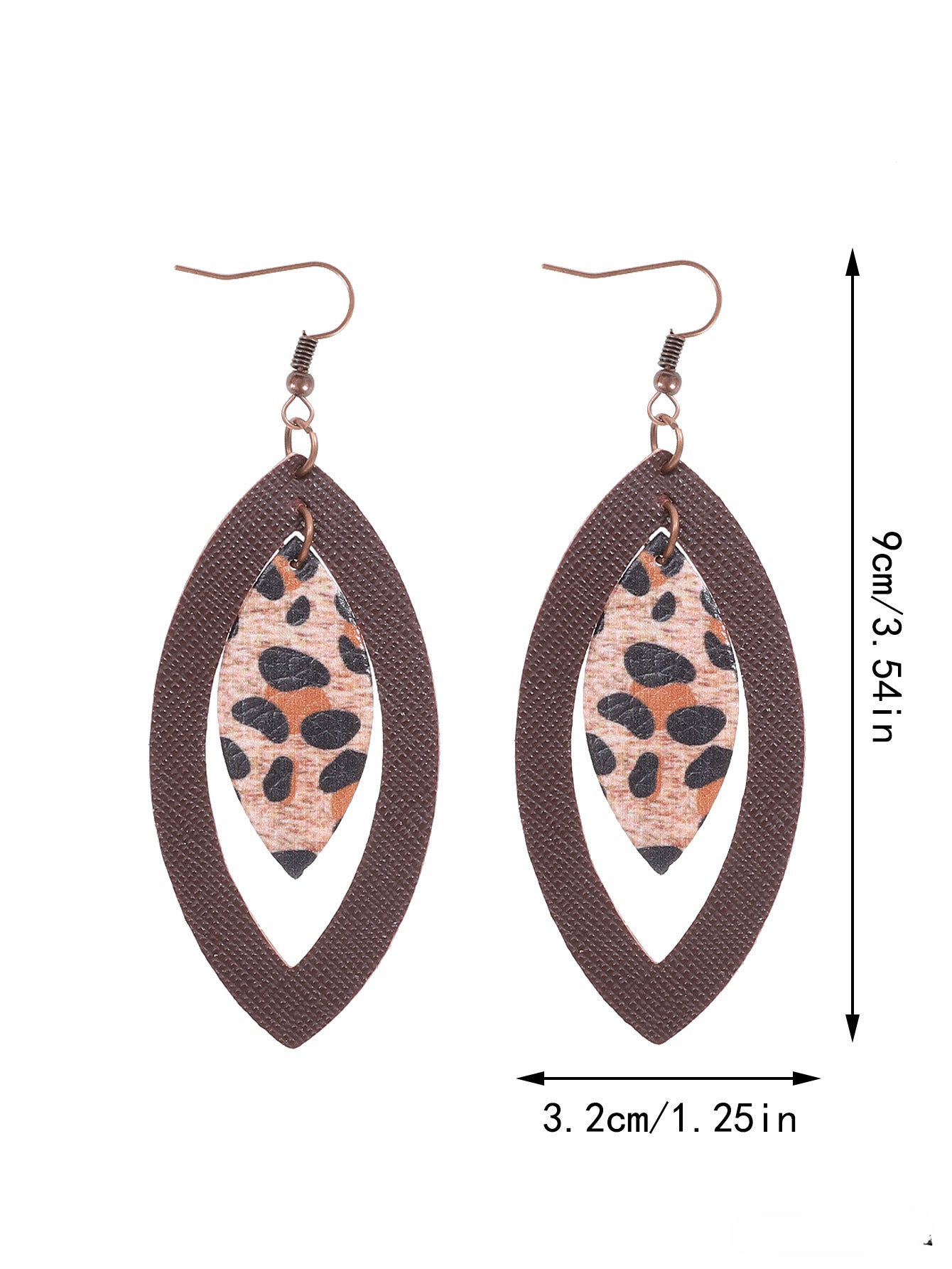 Wholesale Hollow Leopard Drop Leather Earrings