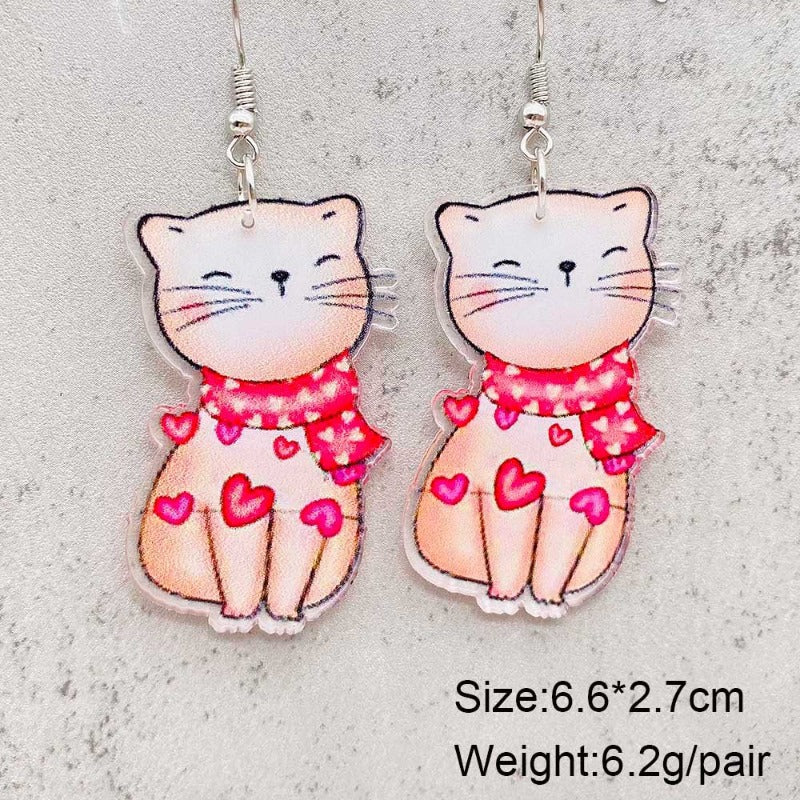 Wholesale Valentine's Day Cute Love Cat Envelope Acrylic Earrings