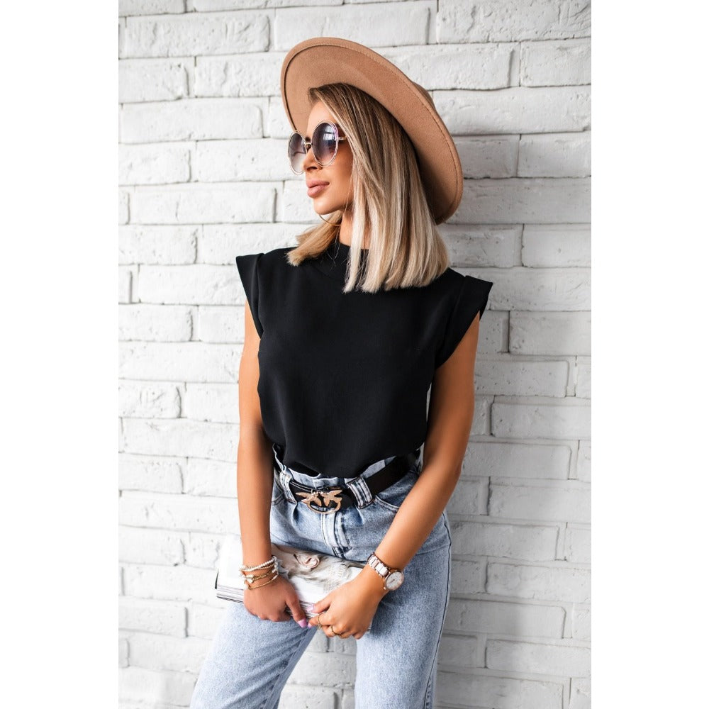 Wholesale Popular Summer Simple Stand-up Collar Lip Print Women's Shirt