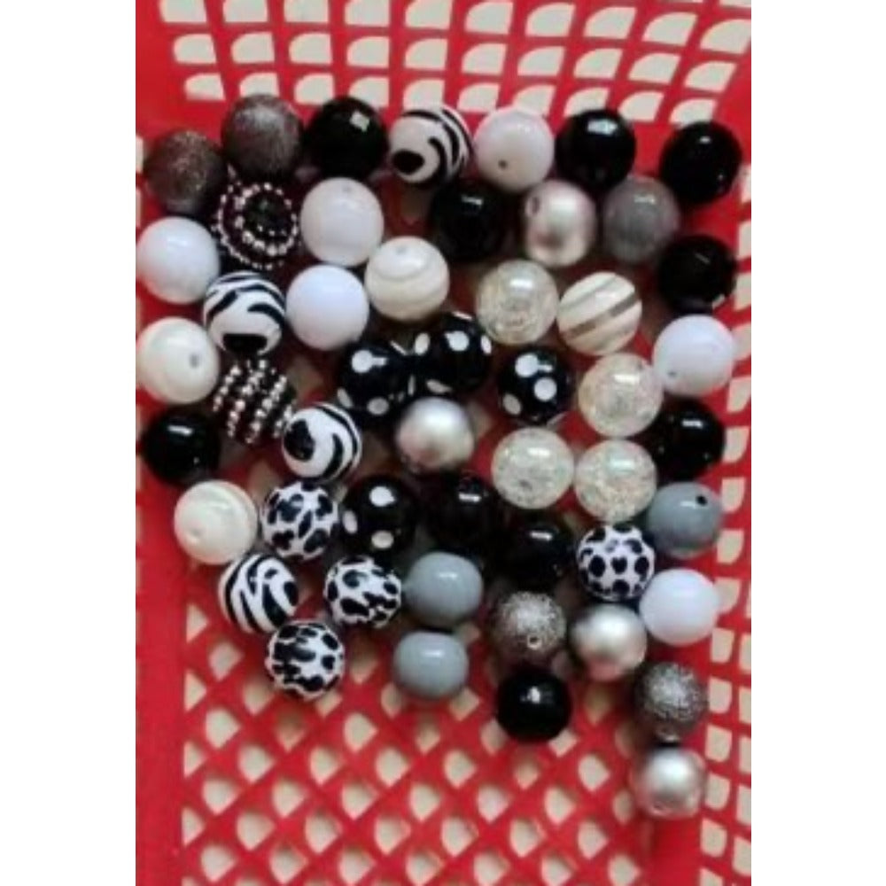 Wholesale 50pcs 20MM Acrylic White Mixed Color Beads Combination