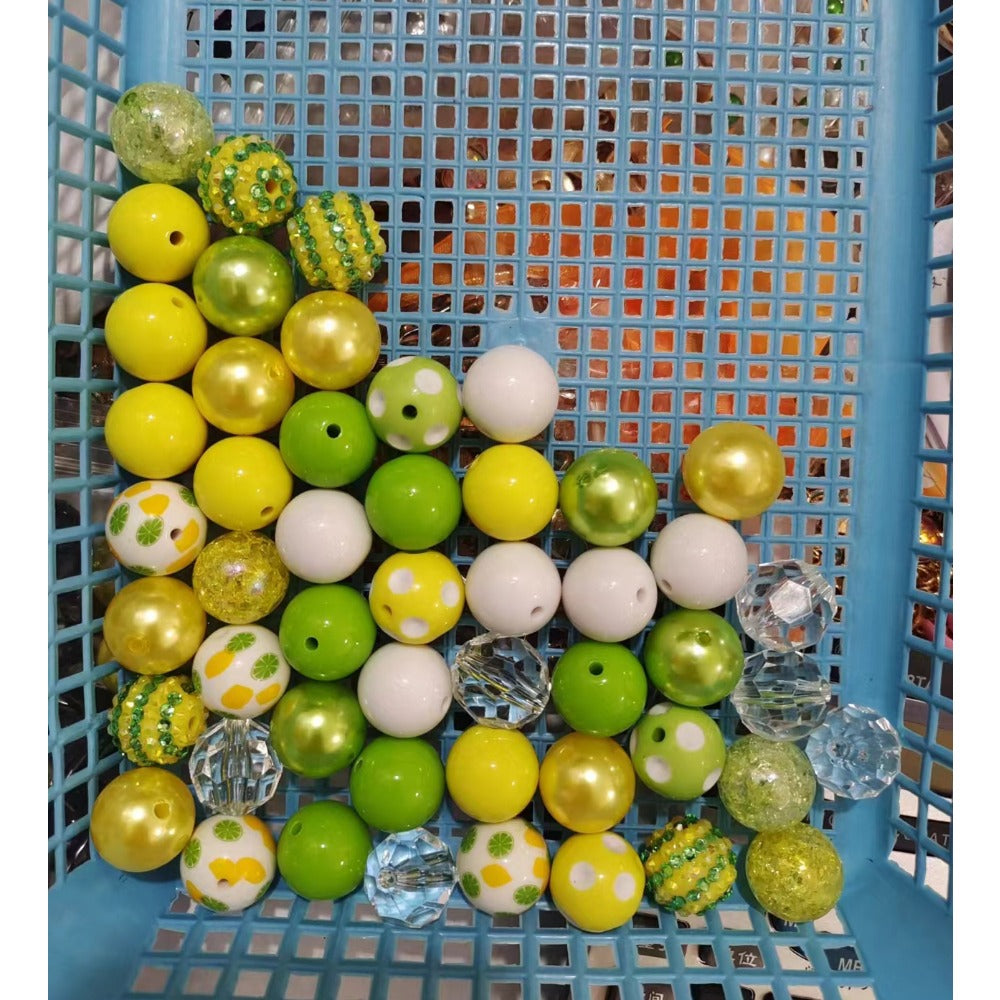 Wholesale 50pcs 20mm Acrylic Yellow Series Assorted Mixed Color Beads