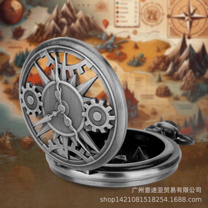 Wholesale DND Dice Hollow Gear Thick Waist Chain Pocket Watch Case