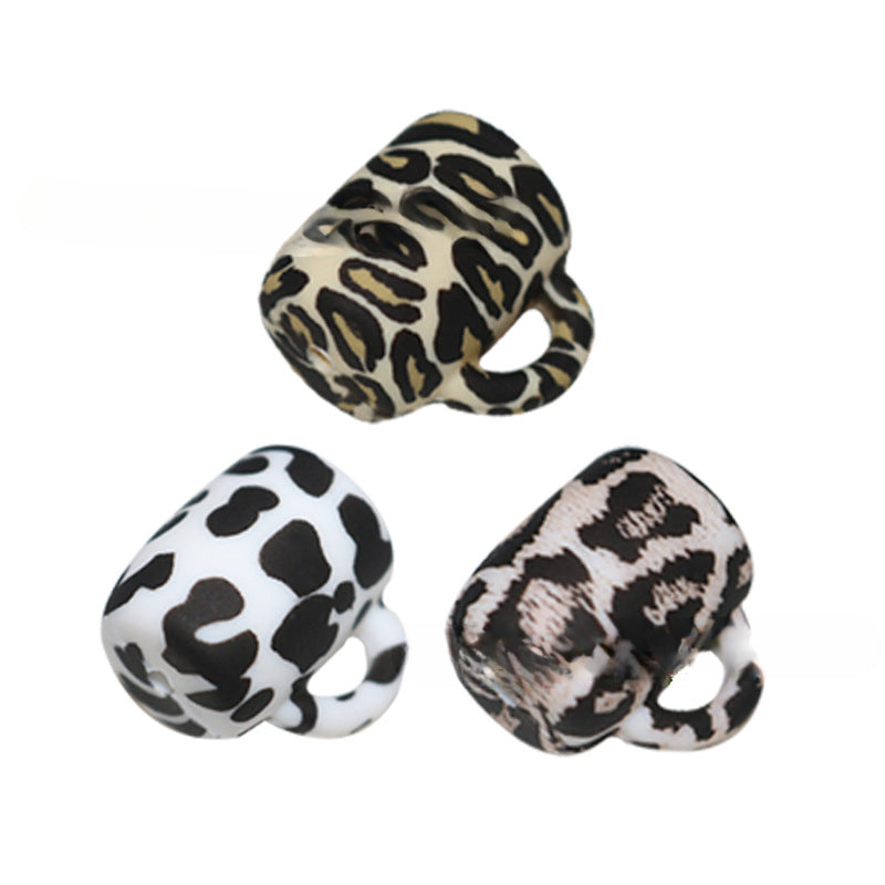 Wholesale 10PCS Leopard Print Water Cup Silicone Beads