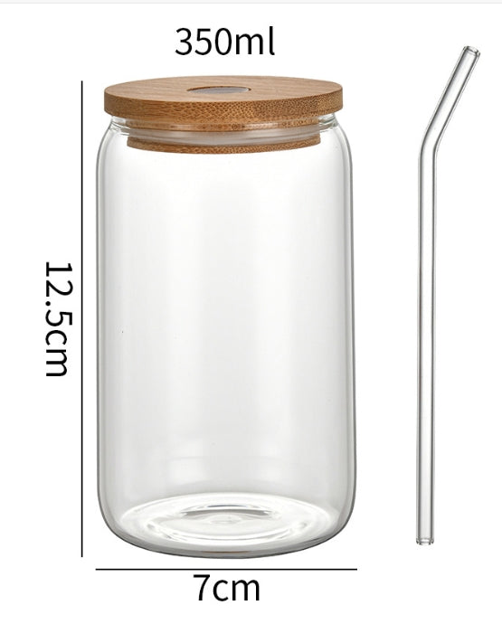 Wholesale Borosilicate Cola Cup 160oz Cold Drink Straw Cup Bamboo Lid Glass Cup