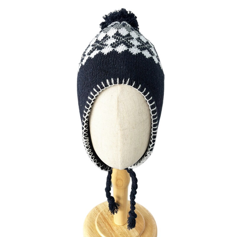 Wholesale Winter Plus Velvet Knitted Wool Ball Earmuffs Knitted Warm Thick Hat