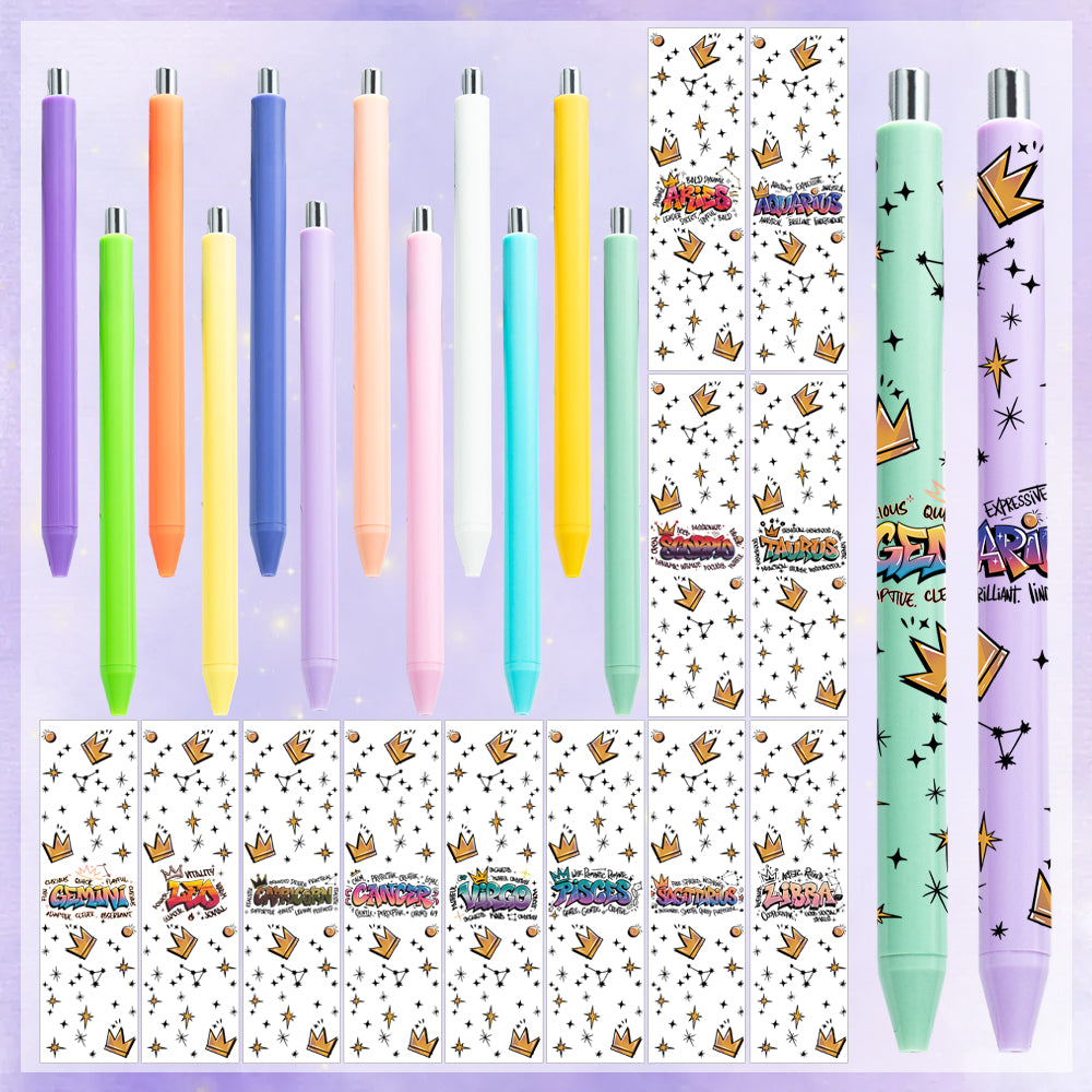 Wholesale 16pcs Twelve Zodiac Signs-2  Pen Stickers Wraps