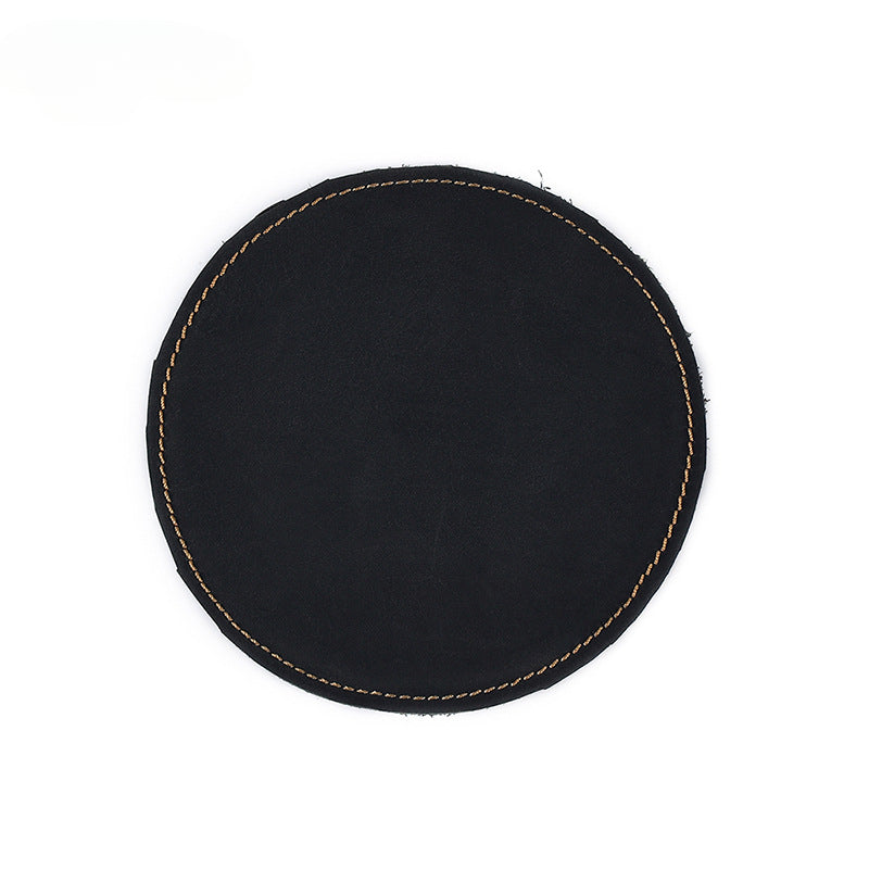 Wholesale Leather Coaster Crazy Horse Leather Retro Handmade Leather Pad