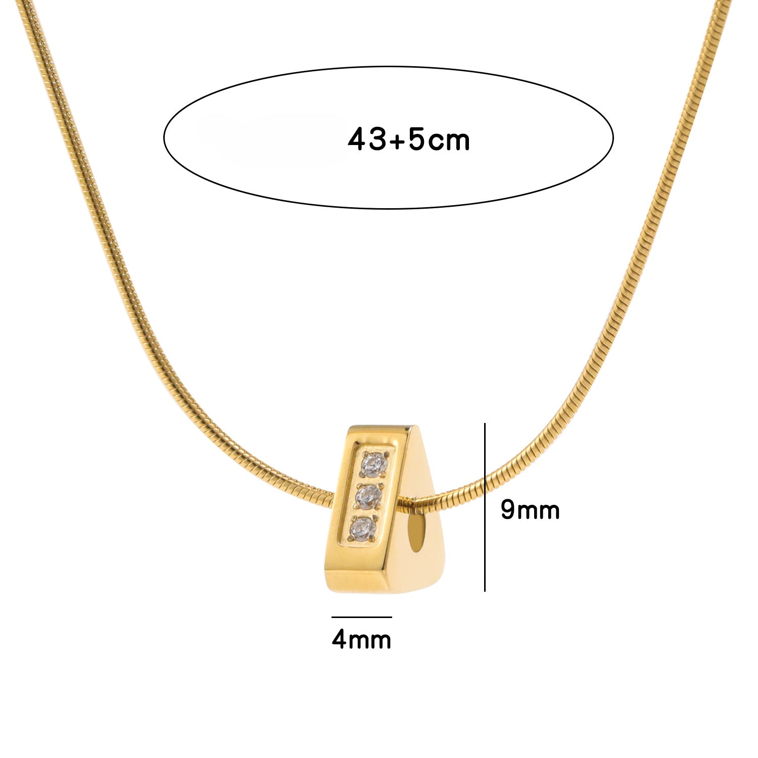 Wholesale Three-dimensional Triangle Plated 18k Gold-plated Zircon Titanium Steel Necklace Clavicle Chain