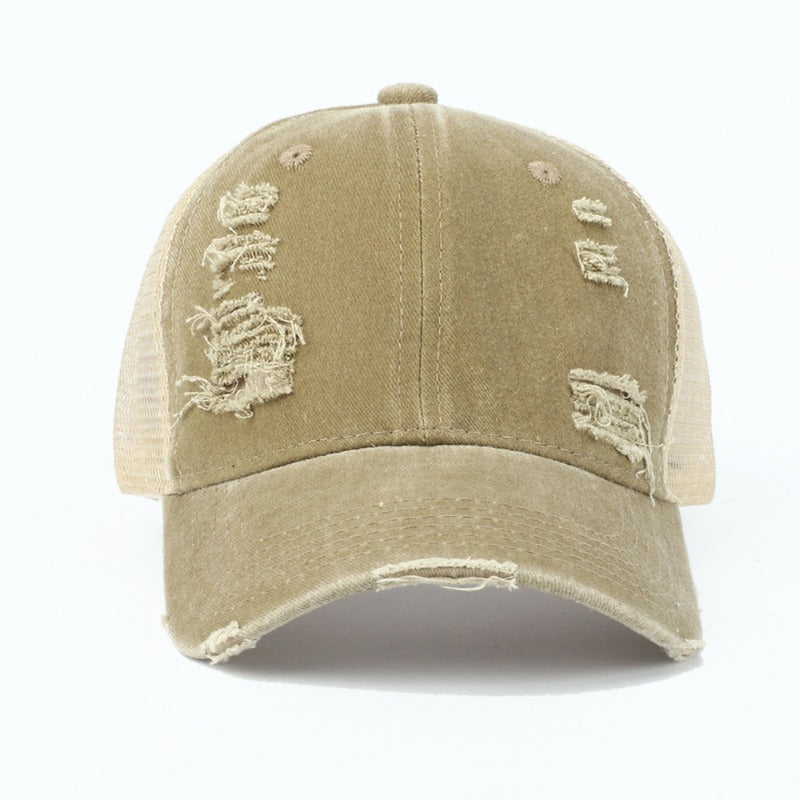 Wholesale Retro Solid Color Light Plate Hole Washed Sunshade Hat