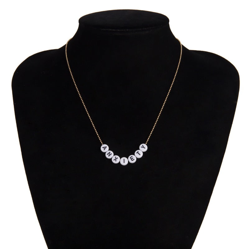 Wholesale Simple Geometric Round English Letter Necklace