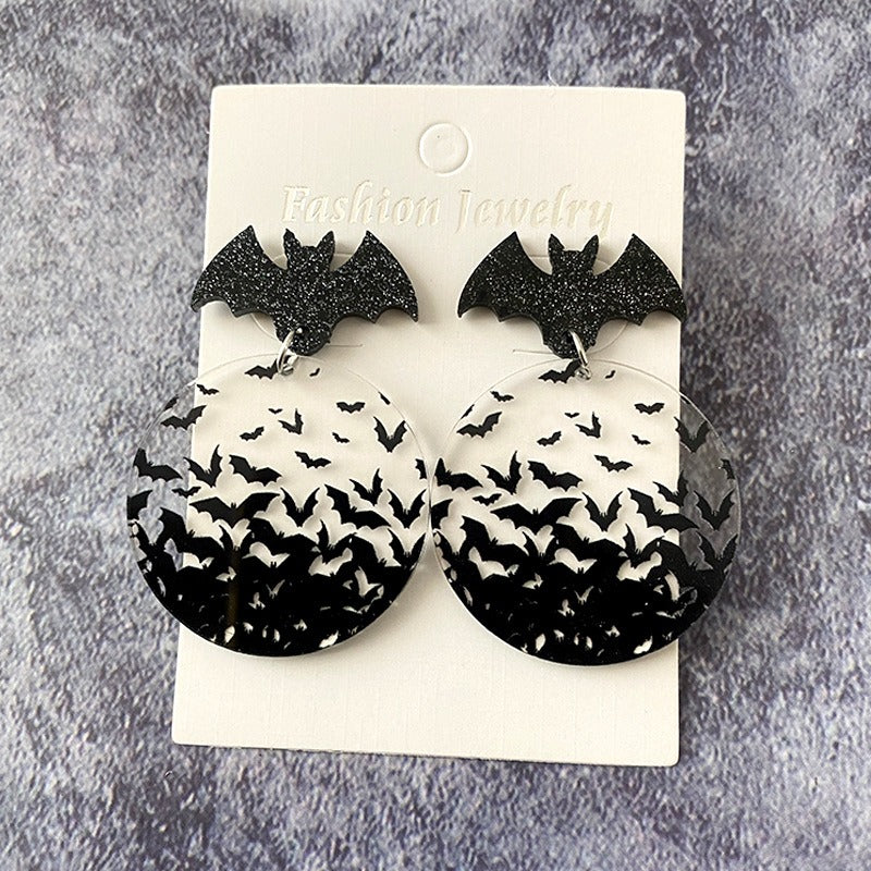 Wholesale Gothic Halloween Bat Acrylic Clear Earrings