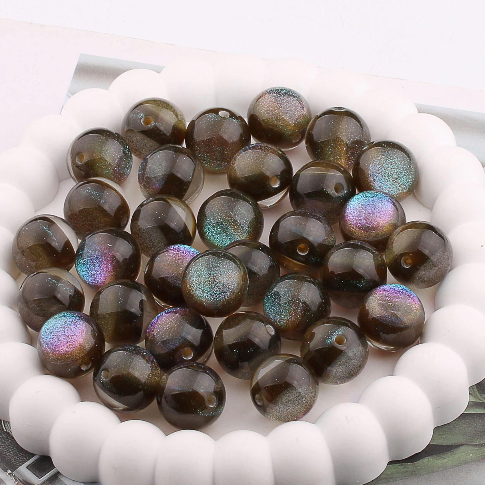 Wholesale 200PCS Colorful Straight Hole Resin Balls