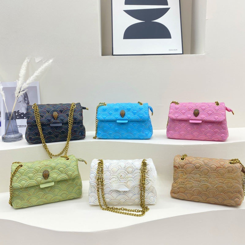 Wholesale Rainbow Embroidery Chain Shoulder Crossbody Small Square Bag