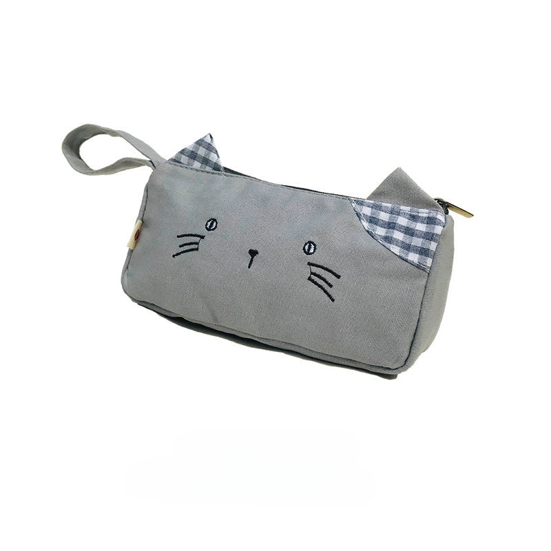 Wholesale Large Capacity Cat Canvas Pencil Case