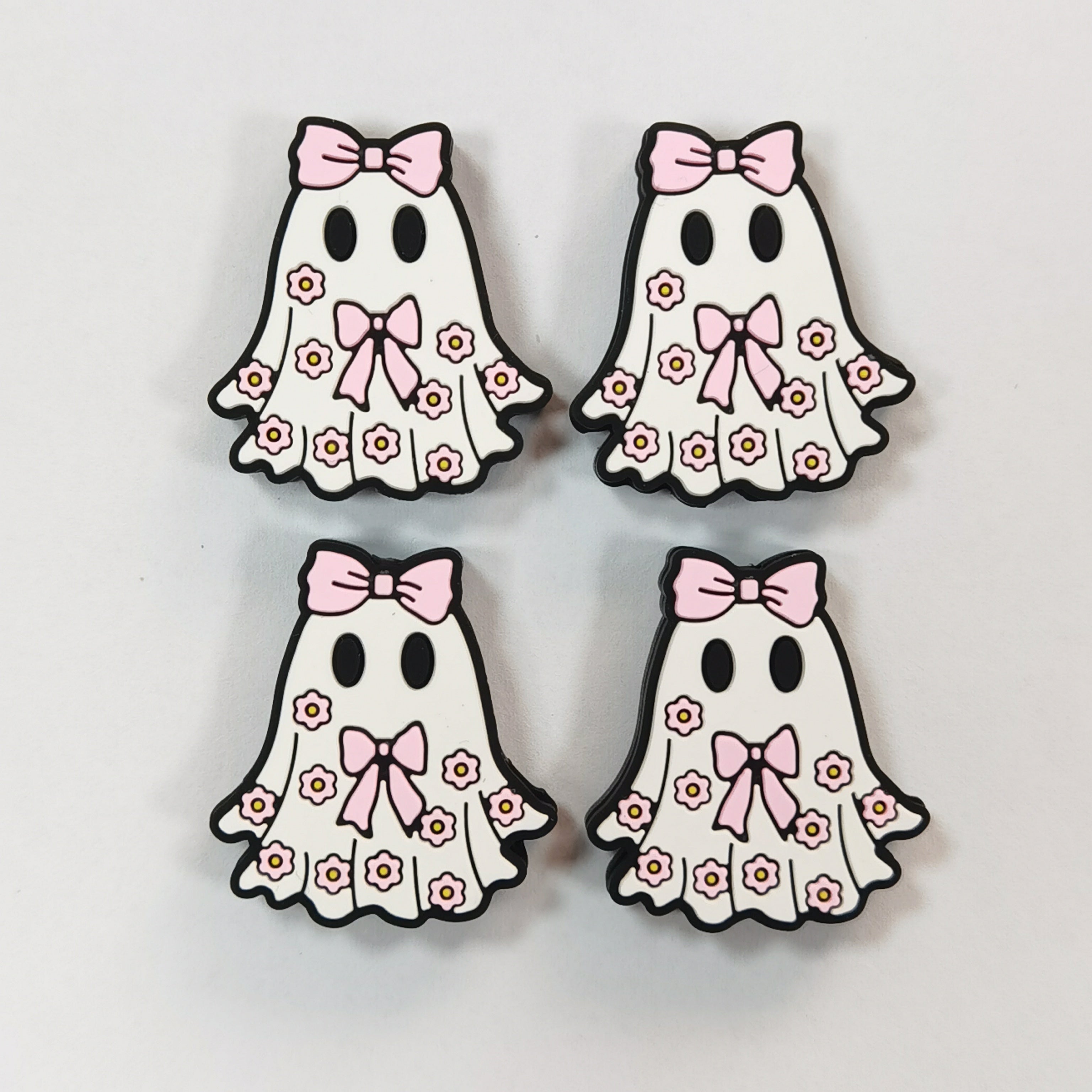 Wholesale 10pcs DIY Halloween Pink Ghost Letter Cartoon Silicone Beads