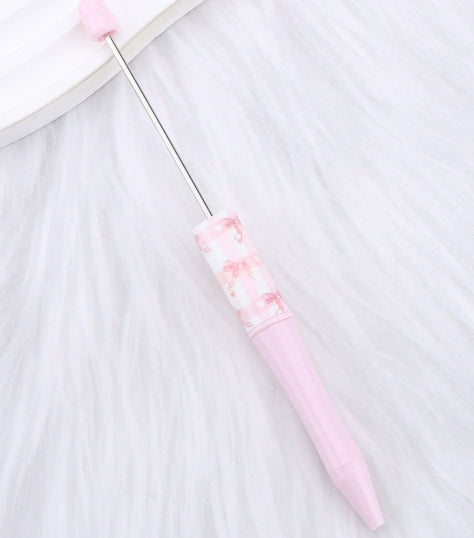 Wholesale DIY Pink Bow Pattern Printed Beaded Pen