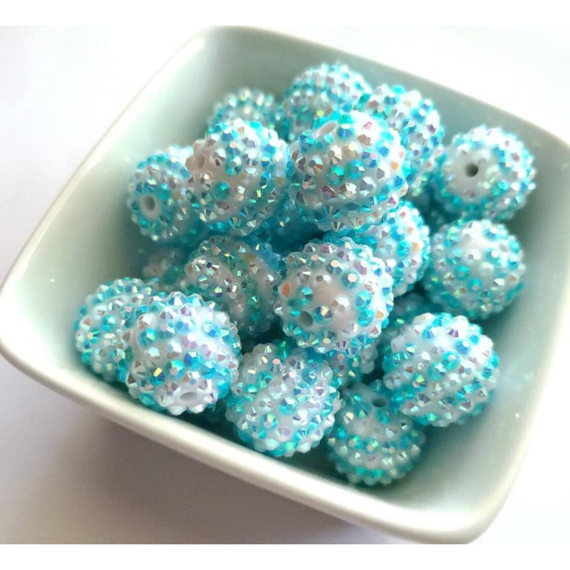 Wholesale 5pcs 16-22MM Resin Blue and White Striped Diamond Beads