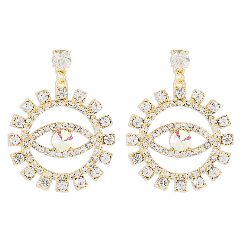 Wholesale Devil's Eye Alloy Full Diamond Earrings