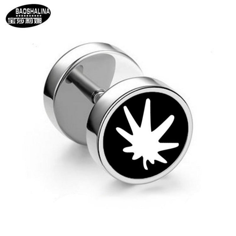 Wholesale Titanium Steel Barbell Fashion Dumbbell Black Street Earrings