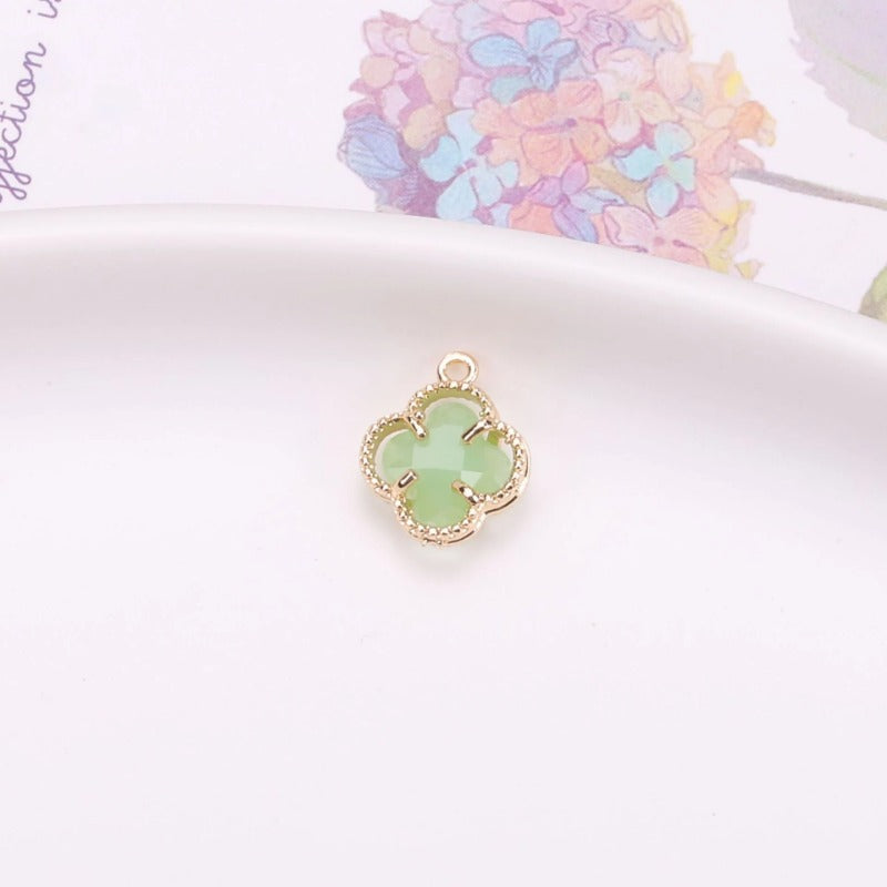 Wholesale 50pcs Crystal Double Hole Four Leaf Clover Pendant