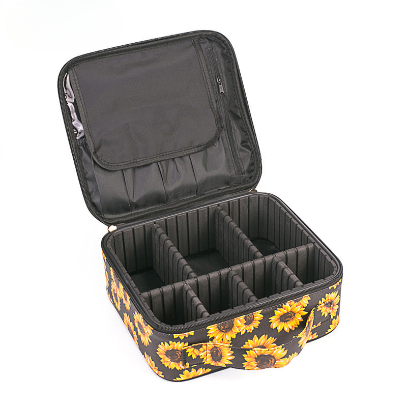Wholesale PU Sunflower Makeup Bag, Toilet Bag, Large Capacity Storage Bag