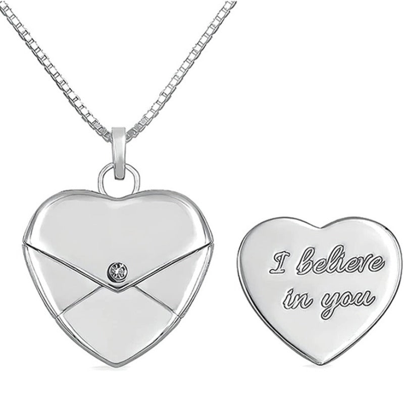 Wholesale Love Envelope Personalized DIY Engraving Openable Smooth Magnetic Heart-Shaped Necklaces