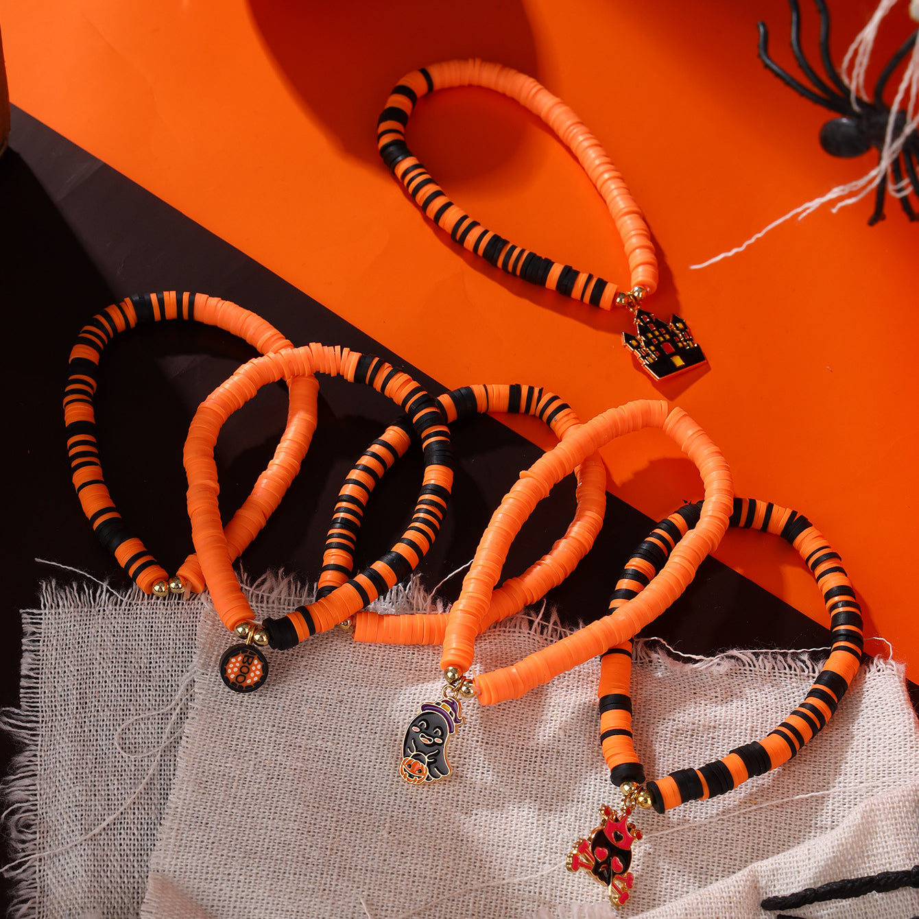 Wholesale 50PCS New Halloween Set Polymer Clay Beaded Bracelet
