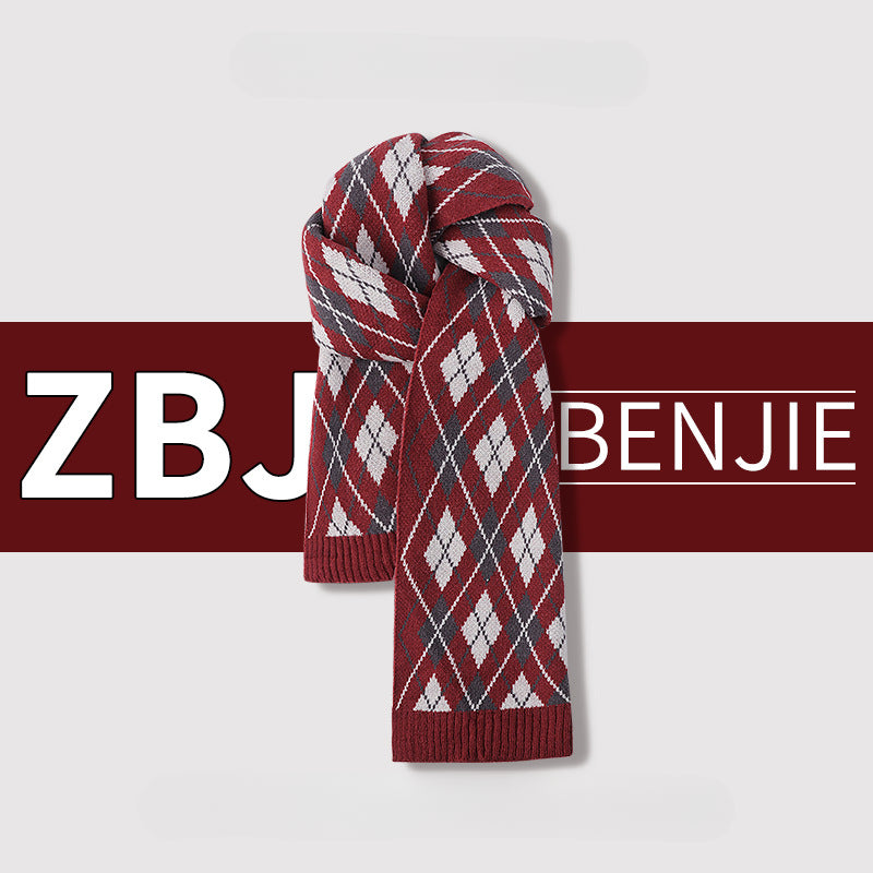 Wholesale Autumn and Winter Lingge Warm and Cold Resistant Knitted Tassel Scarves