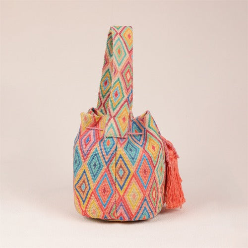 Wholesale Crossbody Bohemian Canvas Printed Bucket Bag