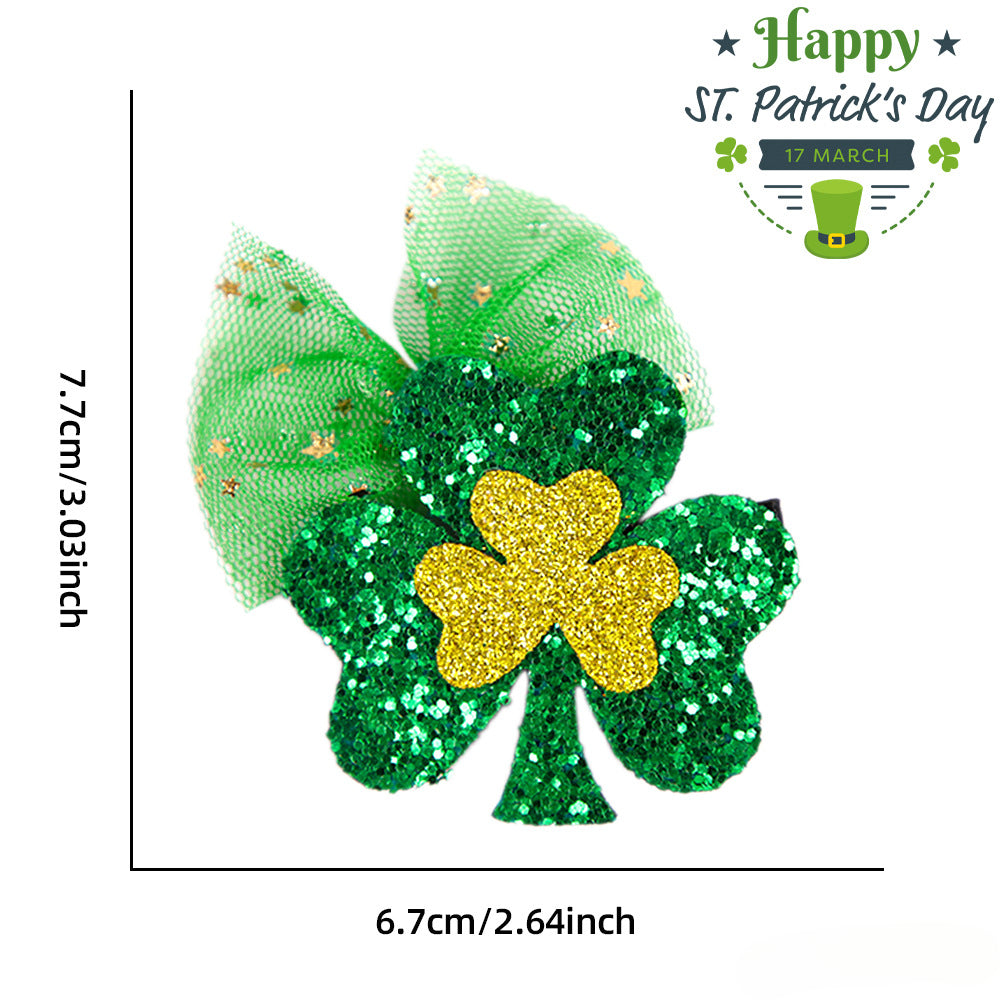 Wholesale Irish Festival Hair Clips Headwear St. Patrick's Day Party Green Mesh Hair Accessories
