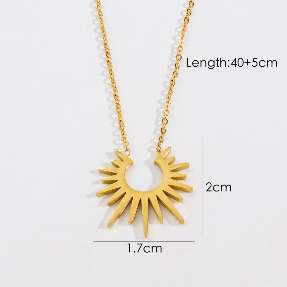 Wholesale Stainless Steel Rhodochrosite Tianhe Stone White Shell Green Diamond Inlaid Necklaces