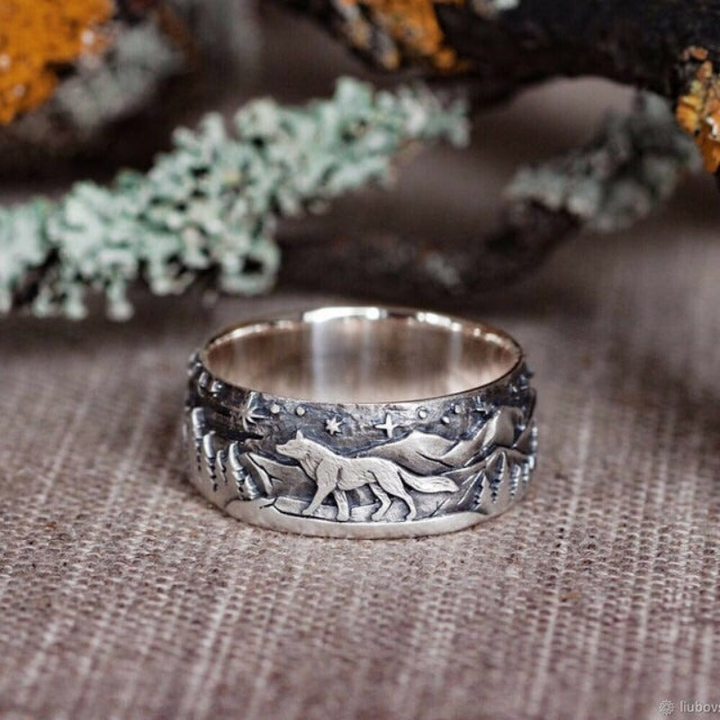 Wholesale Loyal Wolf Retro Couple Ring Simple Fashion Rings