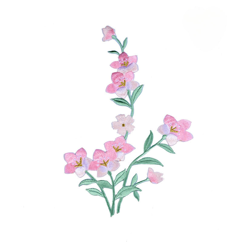 Wholesale DIY Embroidery Cloth Patch Orchid with Glue Hat Clothes Decoration