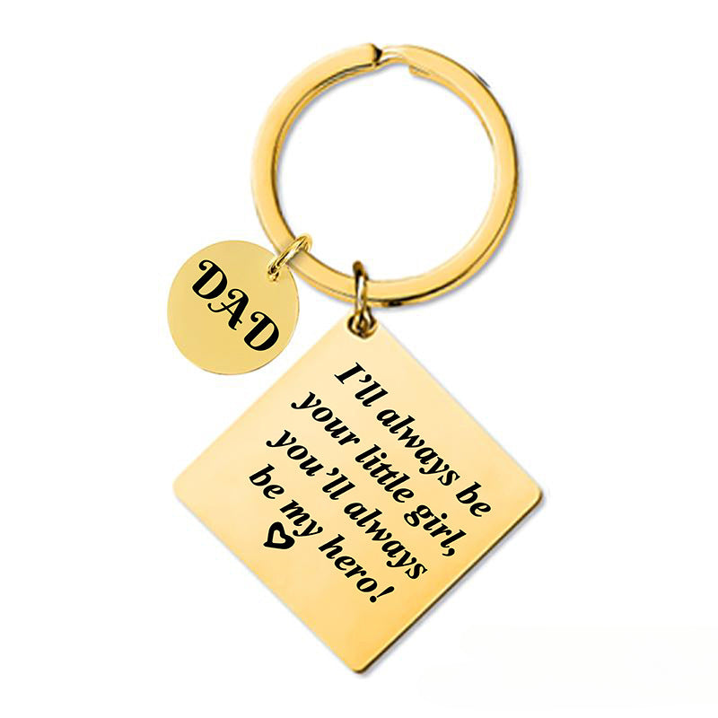 Wholesale Square Hanging Tag Engraved Metal Keychains