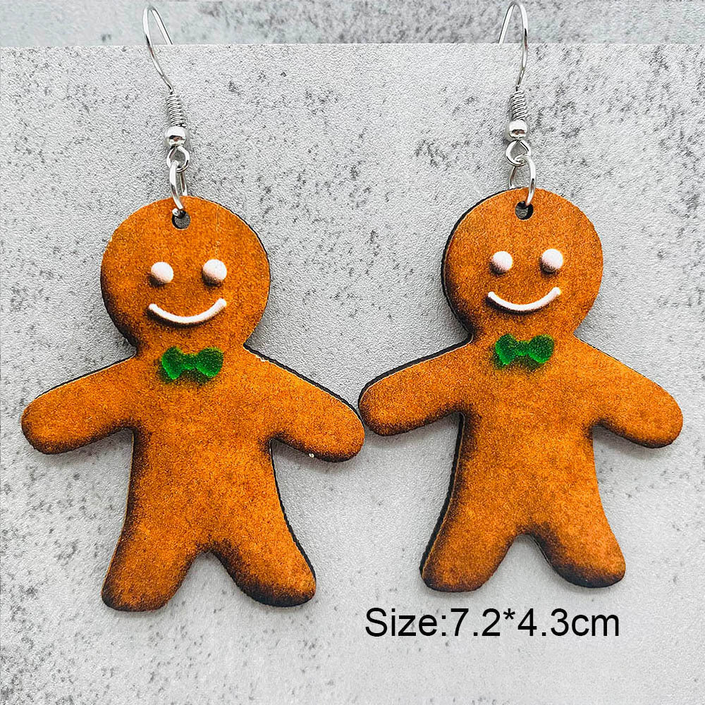 Wholesale Christmas Candy Cane Cane Wooden Earrings