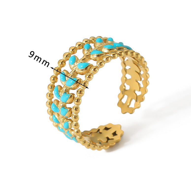 Wholesale Irregular Titanium Steel Plated 18K Gold Ring