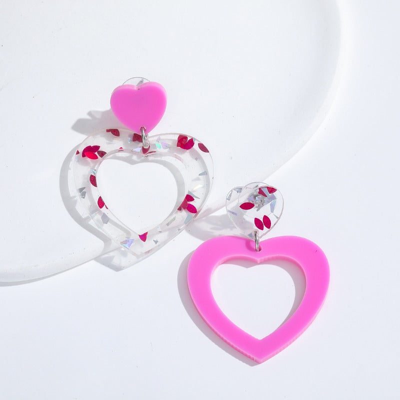 Wholesale Valentine's Day Love Mirror Acrylic Sweet Temperament Personality Earrings