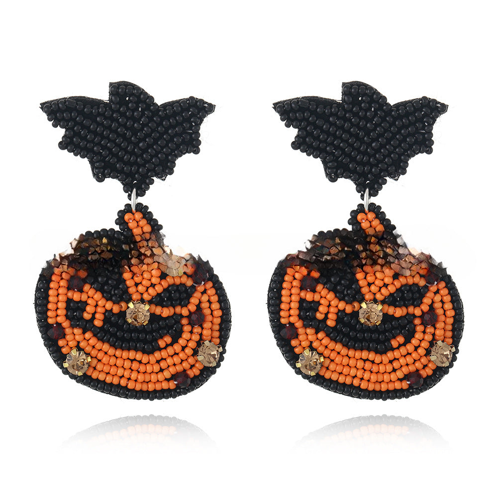 Wholesale Halloween fabric rice beads ethnic style earrings for women