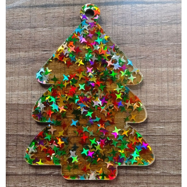 Wholesale 10pcs New Sticker  Glitter  Acrylic Christmas Pendant Home DIY Decoration