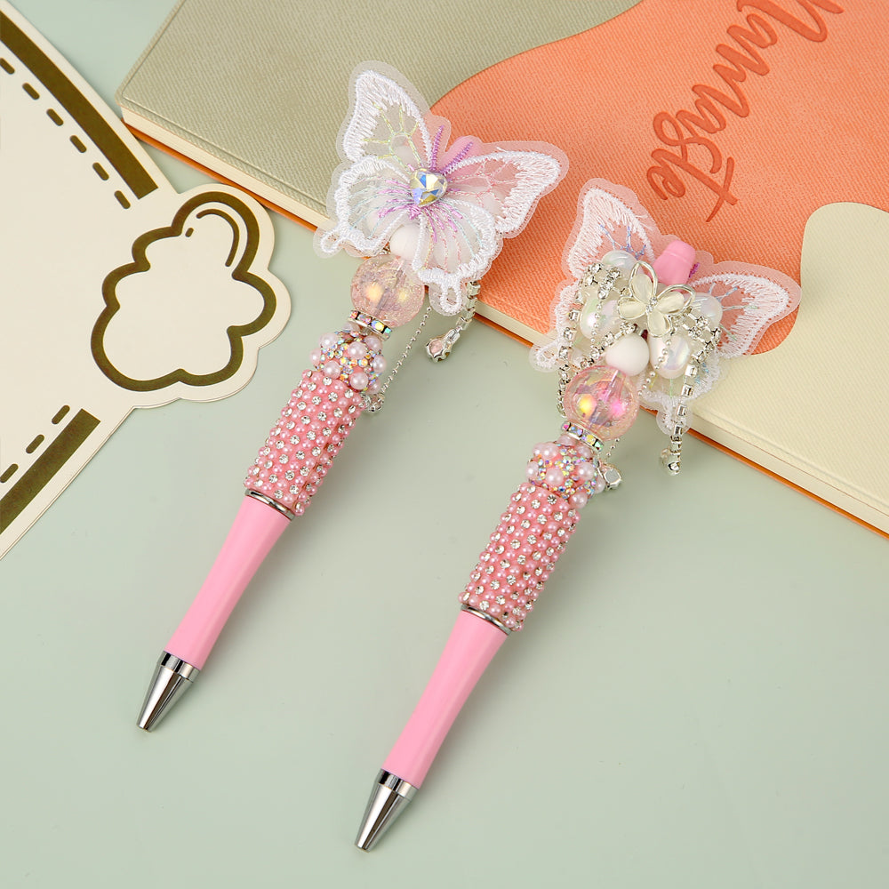 Wholesale Beaded Pen Pearl Rhinestone Bow Lace Pen Handmade Boutique Beaded Pen