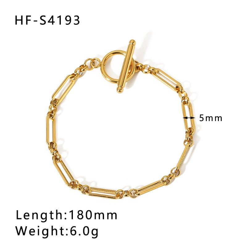 Wholesale Double Layer Flat Snake Pearl Style Gold Plated Shell Cuban Chain Bracelet