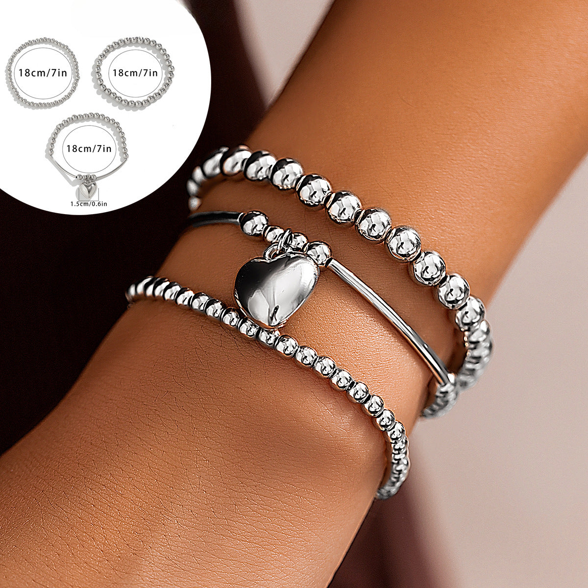 Wholesale Sweet Cool Beaded Love Alloy Bracelet Set