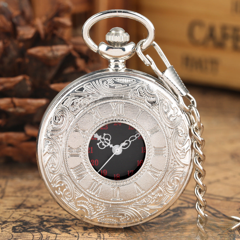 Wholesale Roman Numeral Double Display Men's Alloy Retro Necklace Pocket Watch