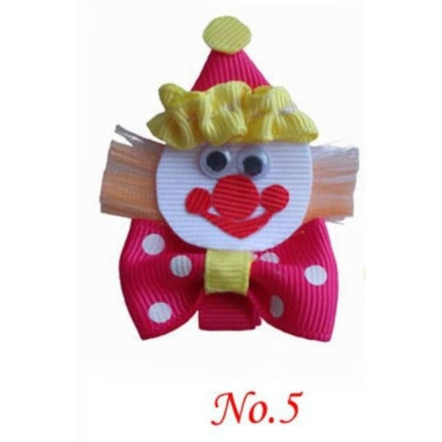 Wholesale of 10pcs Circus Clown Fabric Children's Hair Clips