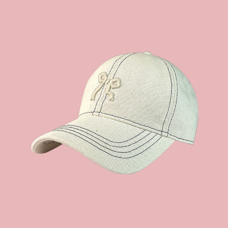 Wholesale Plaid Bow Embroidered Soft Top Baseball Cap