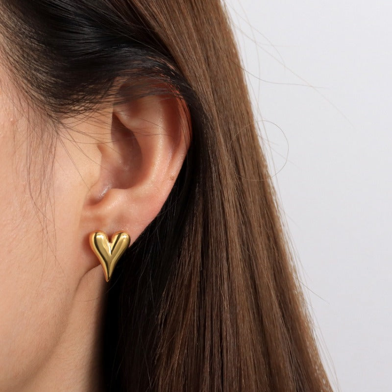 Wholesale 14K Gold Plated Stainless Steel Love Metal Earrings