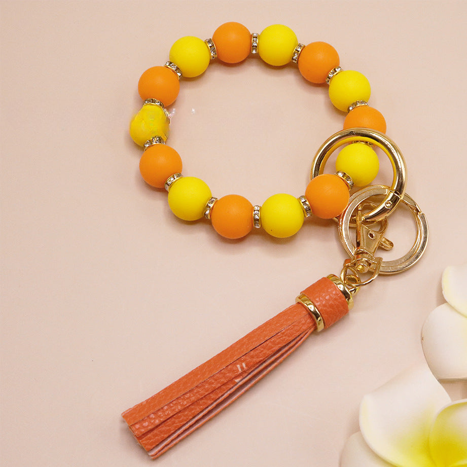 Wholesale Colorful Silicone Beads Diamond Ring Bracelet Keychain