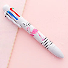 Wholesale Plastic Cartoon Unicorn Flamingo 6 Color Ballpoint Pen